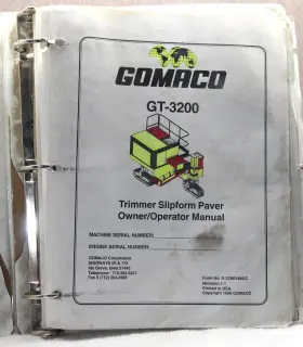 GT-3600 GOMACO Trimmer Paver Operators Manual Network Book