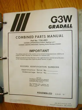 7700-4001 GRADALL Excavator Manual Book Catalog Telescopic
