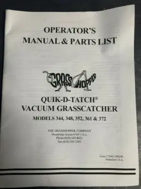 172401 GRASSHOPPER Operators Manual Quik Tatch Vacuum
