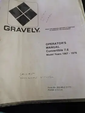 16188P1 GRAVELY Convertible Owners Manual Service Set