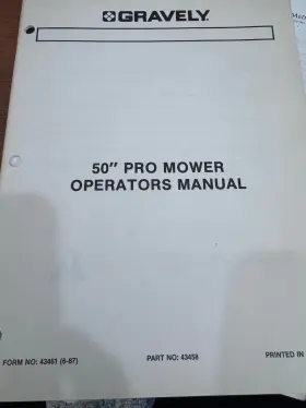 43458 GRAVELY Pro Mower Operators Manual Nos