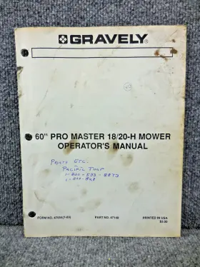 47148 GRAVELY Pro Master Mower Operators Manual