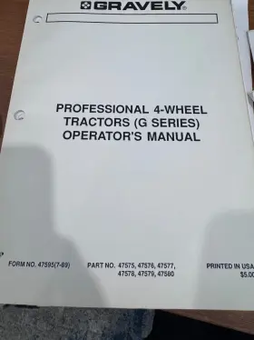 47595 GRAVELY Wheel Tractor Nos Manual