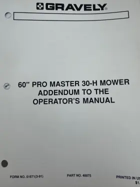 48875 GRAVELY Pro Master Addendum Operators Manual