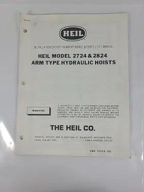 2824 HEIL Arm Hydraulic Hoist Operation Manual
