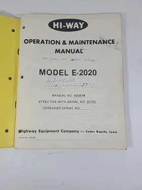 E-2020 HI-WAY Operation Service Manual #2