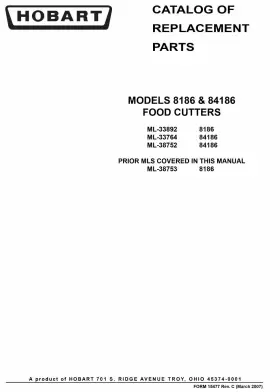 84186 HOBART Food Cutter Instruction Manual Catalog #2