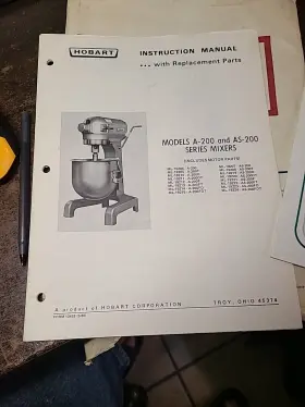 AS-200 HOBART Owners Operator Manual Catalog Mixer
