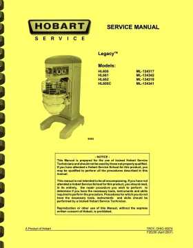 HL1343 HOBART Mixer Repair Service Manual Catalog