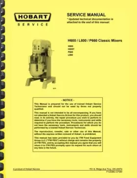 P660 HOBART Mixer Service Manual Catalog