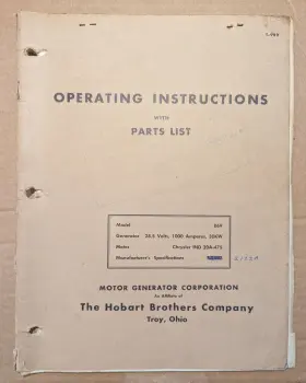 T-989 HOBART Motor Generator Set Operating