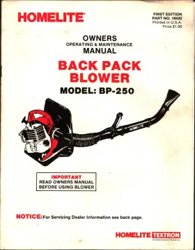 BP-250 HOMELITE Pack Blower Owners Manual