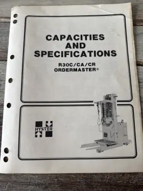 8000SRM165 HYSTER Capacties Specifications Ordermaster Manual