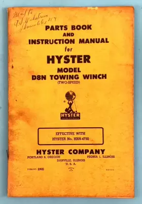 D89B HYSTER Towing Winch Instruction Manual Book Catalog