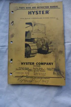 D98A HYSTER Towing Winch Book Instruction Manual Tractor