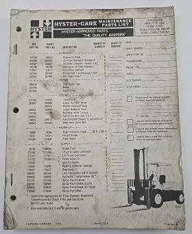 H60E-H110E HYSTER Care Challenger Gas Diesel Engine