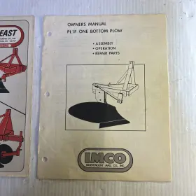 PL1F IMCO Bottom Plow Owners Manual Operation Repair