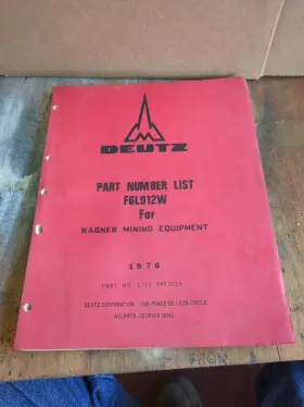 0020145 INGERSOLL RAND Deutz Wagner Mining Catalog Manual