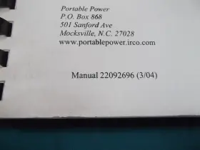 22092696 INGERSOLL RAND Generator Operation Manual Book #3
