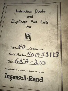 GKA-210 INGERSOLL RAND Air Compressor Manual #2