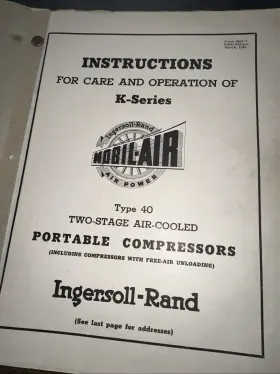 GKA-210 INGERSOLL RAND Air Compressor Manual #3