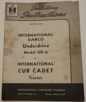 1009969 INTERNATIONAL Danco Underdrive Cub Cadet Installing