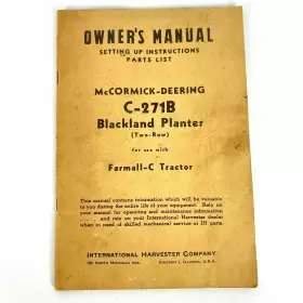 C-271B INTERNATIONAL HARVESTER Owners Manual Blackland