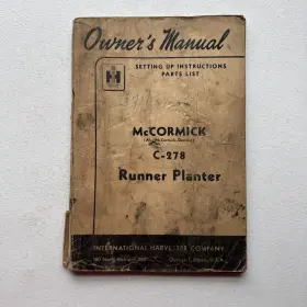 C-278 INTERNATIONAL HARVESTER COMPANY Mccormick Runner Owners