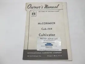 CUB-144 INTERNATIONAL HARVESTER Manual Mccormick Cultivator