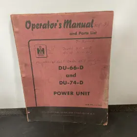 DU-66-D INTERNATIONAL HARVESTER Power Unit Op Manual