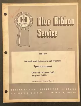 GSS-1297 INTERNATIONAL HARVESTER Ribbon Service Manual