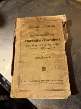 HT-15 INTERNATIONAL HARVESTER Repairs Catalog Mccormick