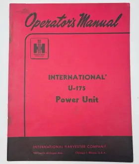 U-175 INTERNATIONAL HARVESTER Power Unit Manual Catalog