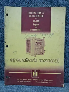 UC-153 INTERNATIONAL HARVESTER Engine Operators Manual