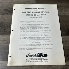 003980 JACOBS Engine Jake Brake Instruction Manual Cummins Nh
