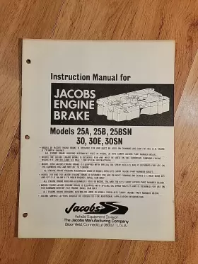 25BSN JACOBS Engine Brake Instruction Manual
