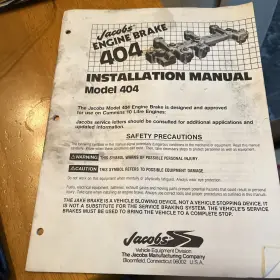 011948 JACOBS JAKE BRAKE Engine Cummins Litre Manual