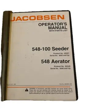 548-100 JACOBSEN Seeder Aerator Manual Operator
