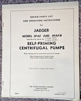 2PAF JAEGER Pump Manual Priming Centrifugal Instr