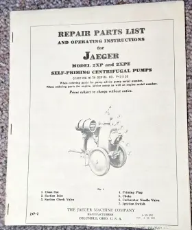 P-21120 JAEGER Priming Centrifugal Pump Manual