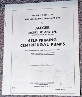 P-38839 JAEGER Priming Centrifugal Pump Manual