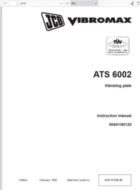0640180120 JCB Ats Vibrating Plate Operators Owners Manual