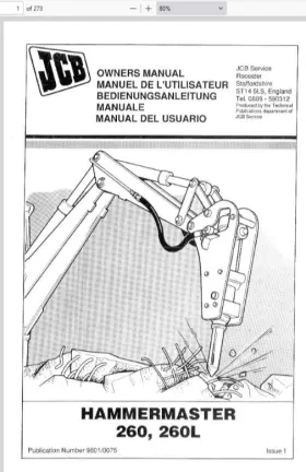 260L JCB Hammermaster Operators Owners Manual Pdf Usb