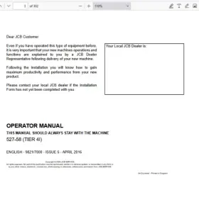 527-58 JCB Tier Loadall Operators Owners Users Manual Pdf Usb #2
