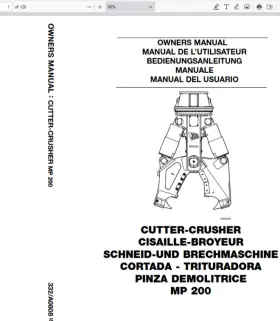 MP-200 JCB Cutter Crusher Operators Owners Users Manual Pdf