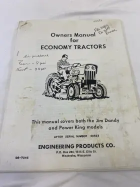 40523 JIM DANDY Operators Manual Economy Tractors Power King