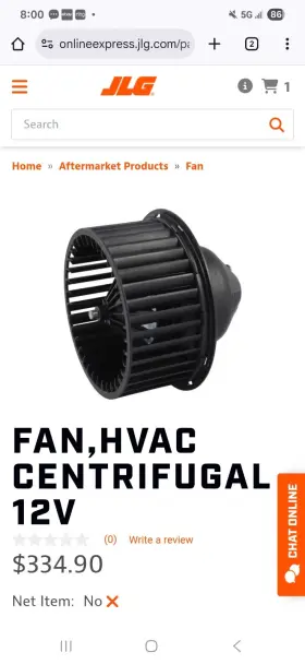 1001188594 JLG Blower Motor