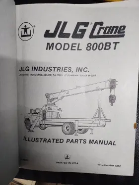 800BT JLG Boom Crane Specifications Service Repair Manual