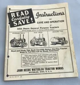 104-1-57 JOHN DEERE Standard Tread Tractors Operation Care