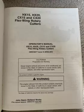 HX15 JOHN DEERE Flex Wing Rotary Cutters Owners Manual #2